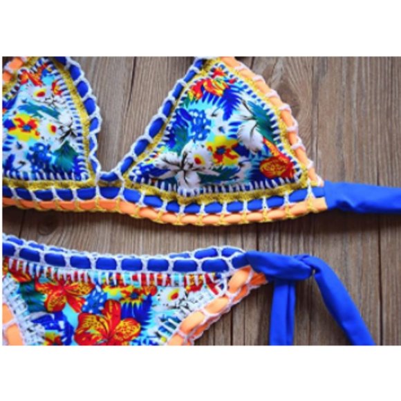 Crochet Triangle Strap Brazilian Thong Bikini XL - Picture 5 of 8